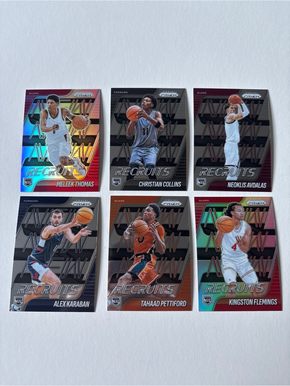 2025-26 Panini Prizm New Recruits NIL 6-Card Lot Karaban Thomas Pettiford Prizm